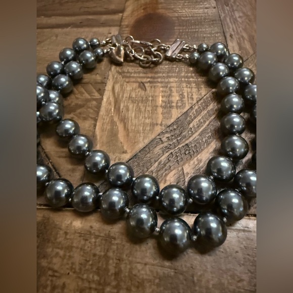 Majorica Dark Gray Double Layer Pearl Necklace 1985 With Certificate And Box - Picture 3 of 9
